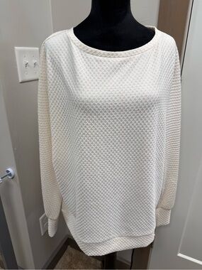 Buckle Black White Cream Waffle Knit Textured Sweater Crewneck Tunic Long M